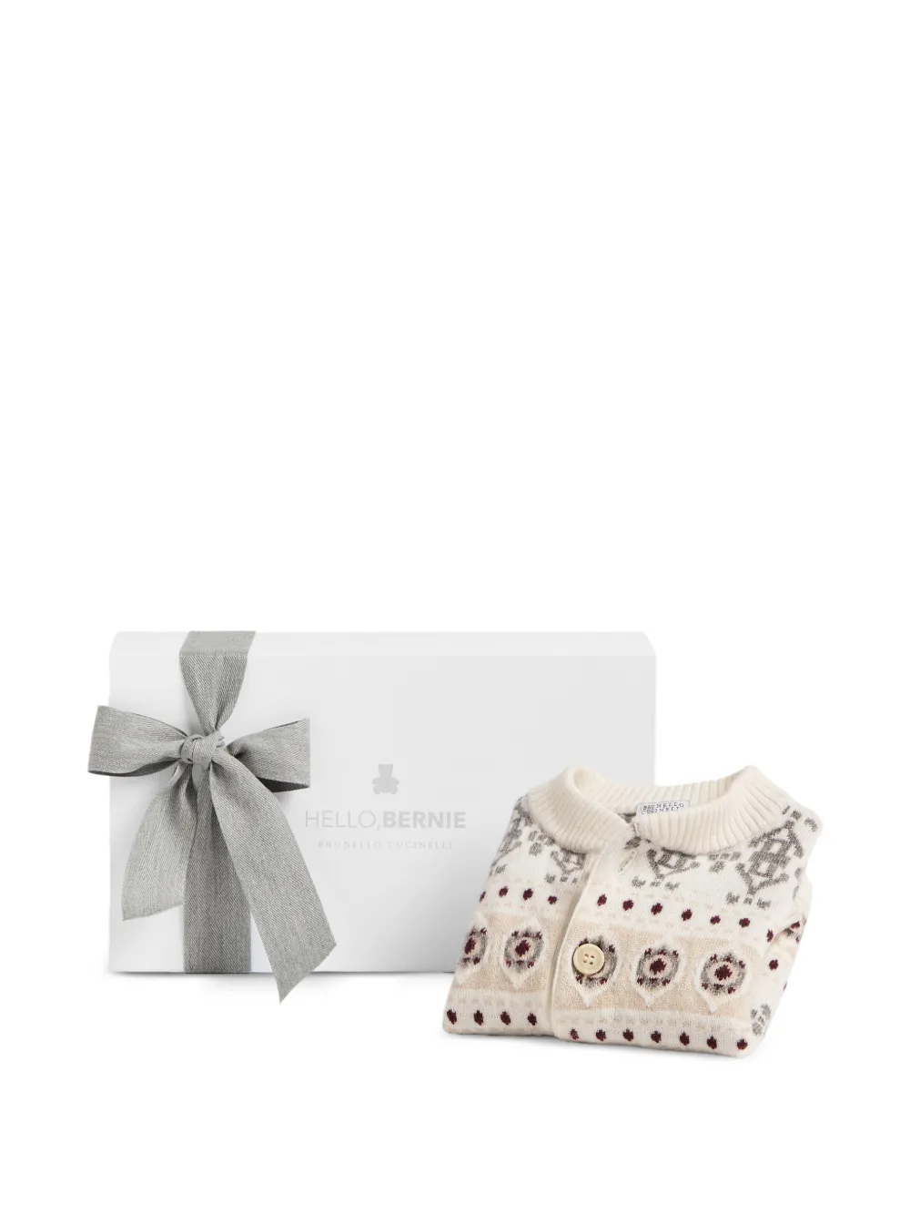 Brunello Cucinelli Kids Bernie jacquard cashmere cardigan Beige