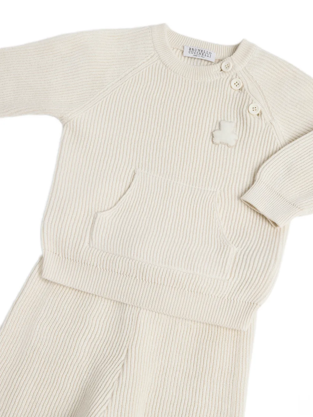 Brunello Cucinelli Kids English-rib Baby Bernie trousers set Beige