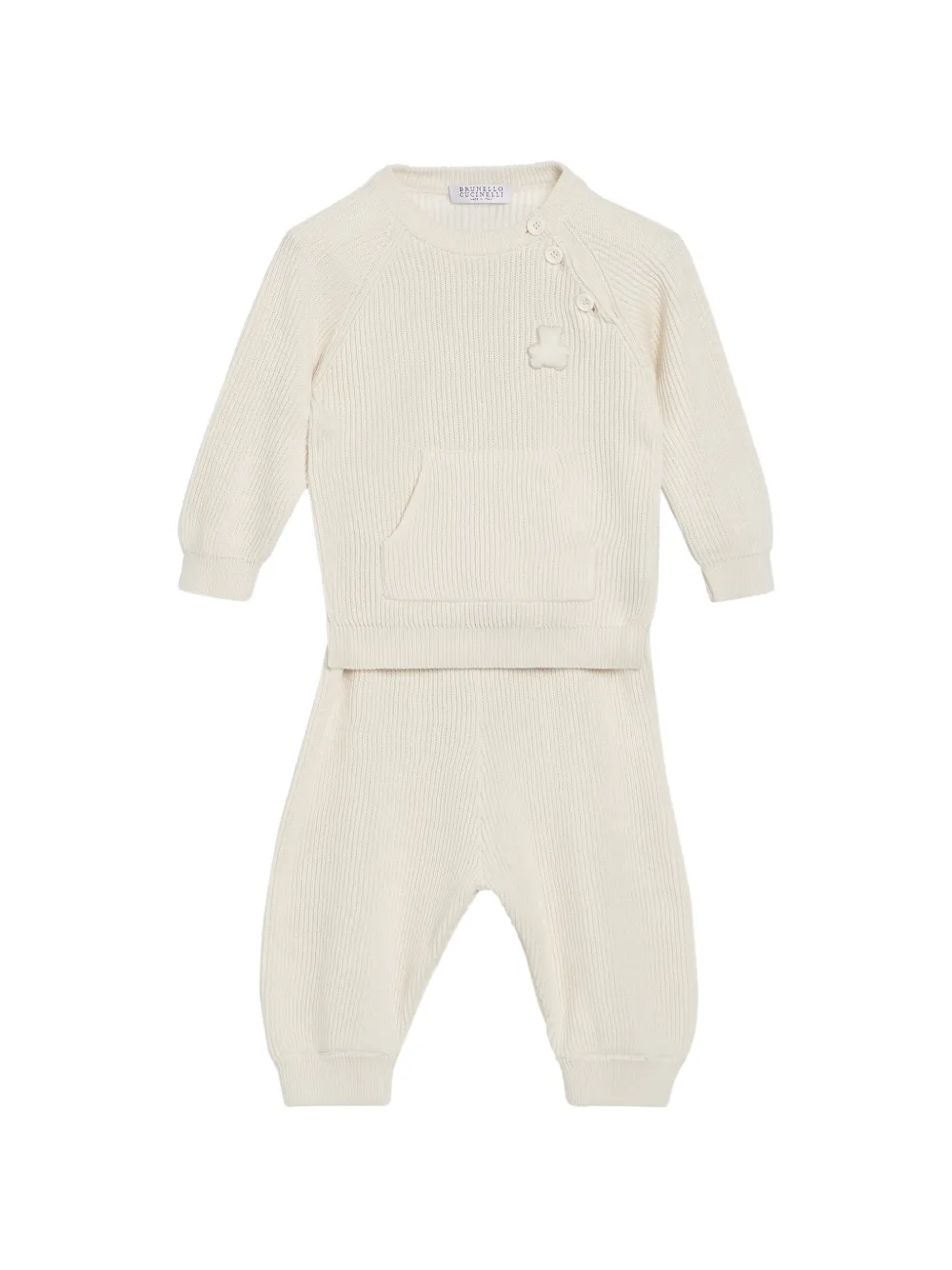 Brunello Cucinelli Kids Baby Bernie Set aus Hosen mit englischer Rippstruktur - Nude