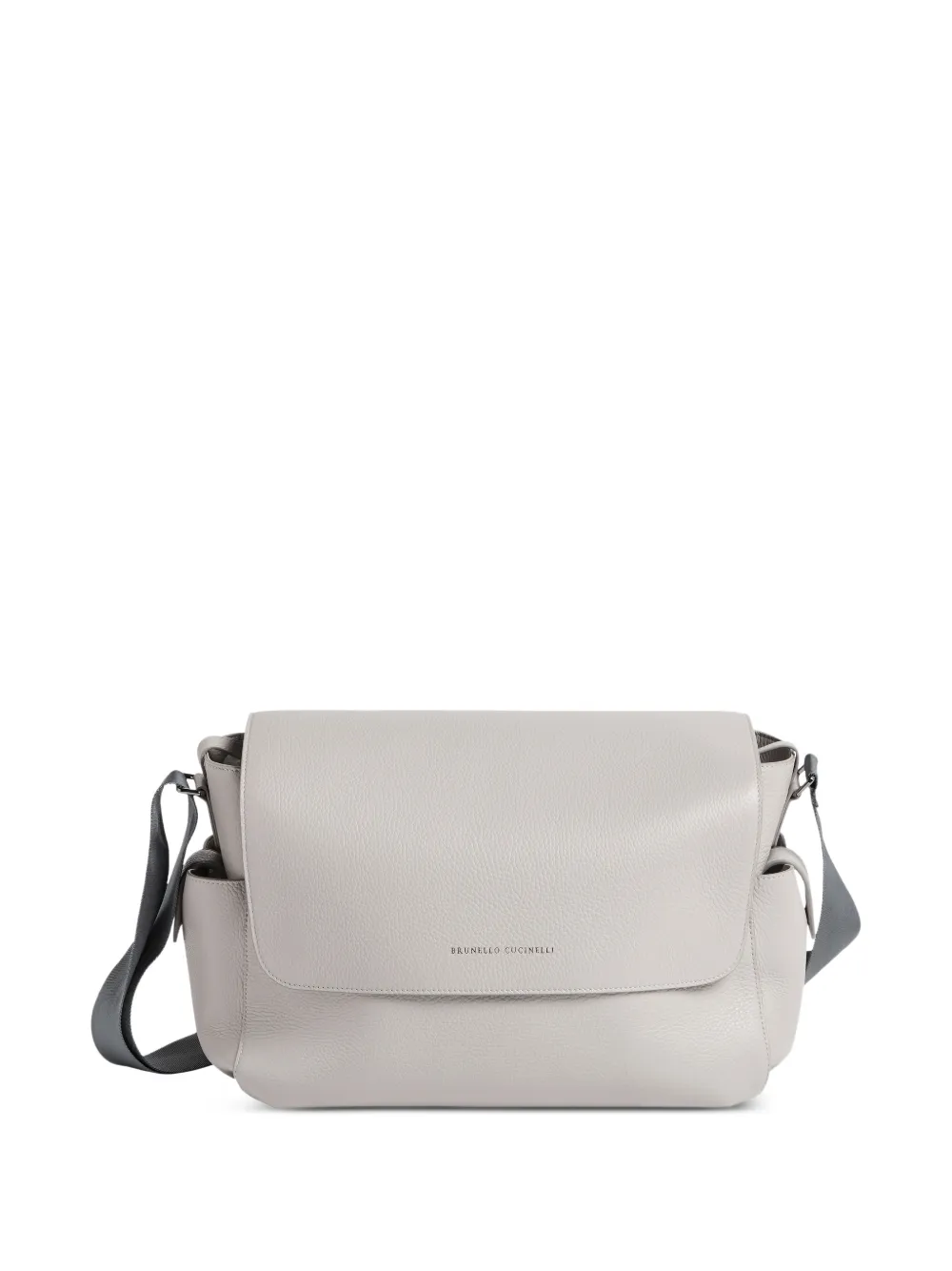 Brunello Cucinelli Kids Baby Bernie Wickeltasche aus gekörntem Leder - Grau