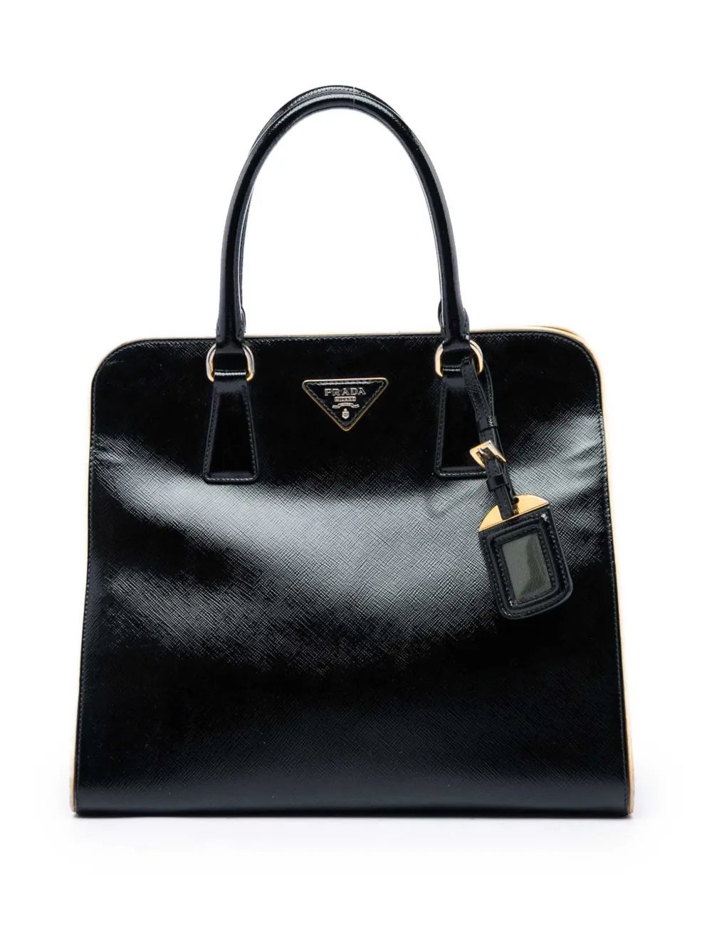 Prada Pre-Owned 2010-2026 Saffiano Vernice Open Pyramid Convertible Tote satchel - Nero