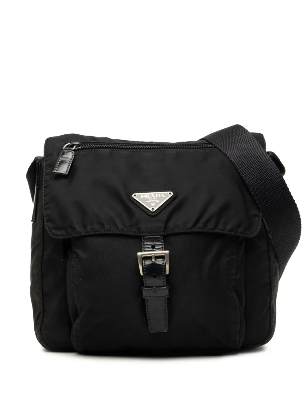 Prada Pre-Owned 2000-2013 Tessuto Zip Buckle Messenger Bag crossbody bag - Nero