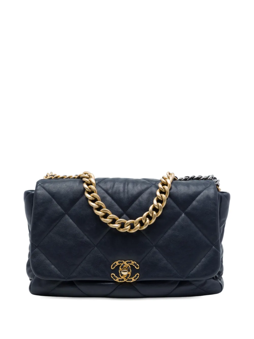 CHANEL Pre-Owned 2019 Maxi Lambskin 19 Flap satchel - Blue