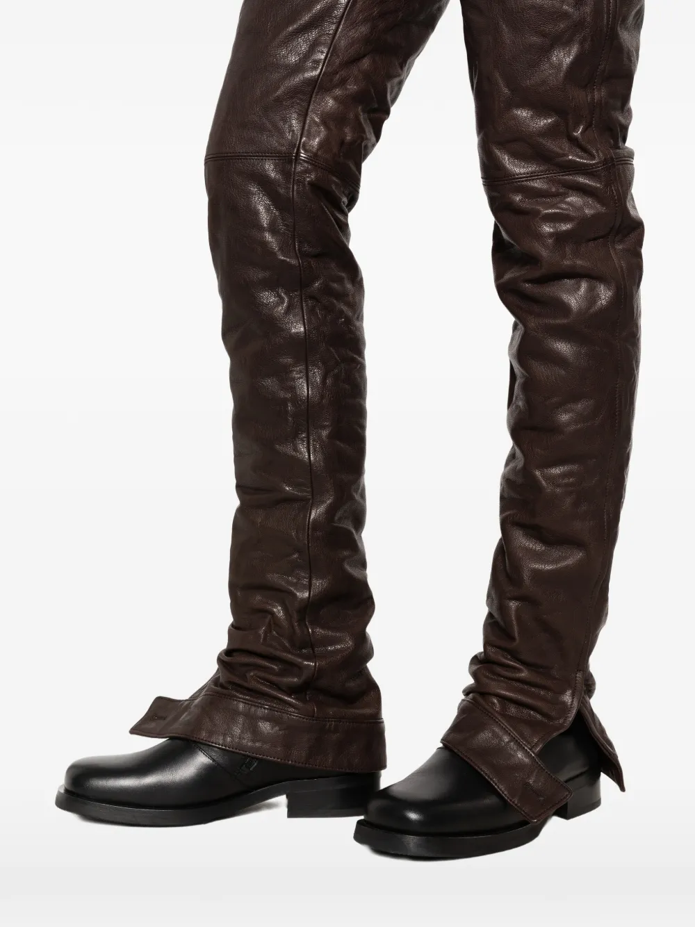 Miu button-cuff leather trousers Bruin
