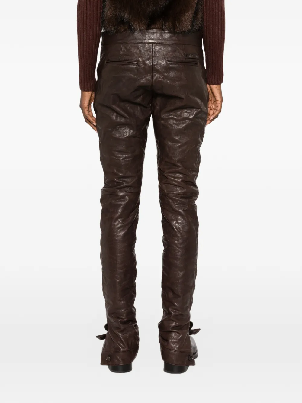 Miu button-cuff leather trousers Bruin
