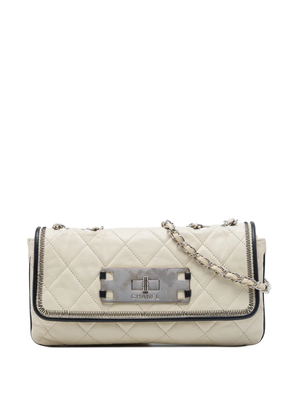 CHANEL Pre-Owned 2008-2009 Quilted Aged Lambskin Reissue 2.55 East West Flap shoulder bag - Bianco