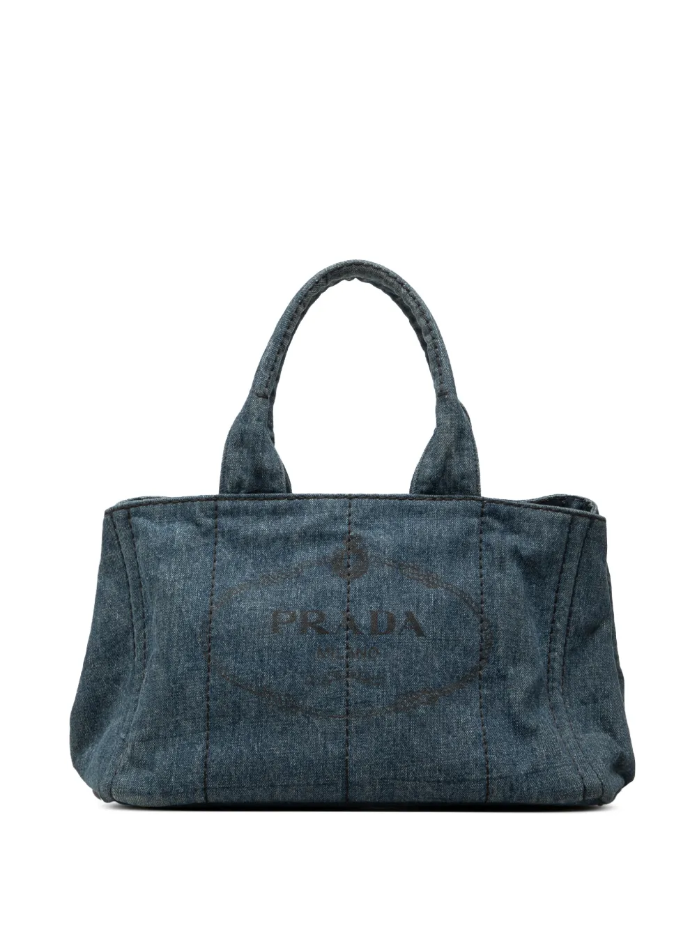 Prada Pre-Owned 2011-2026 Denim Canapa Logo Tote satchel - Blu