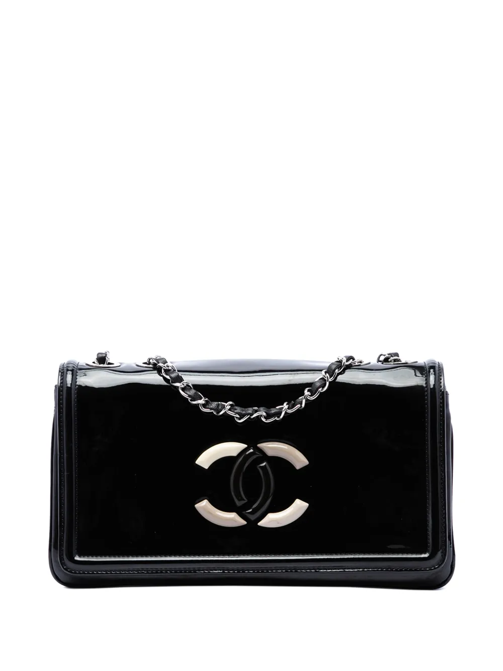 CHANEL Pre-Owned 2009-2010 CC Patent Lipstick Ligne Flap shoulder bag - Nero
