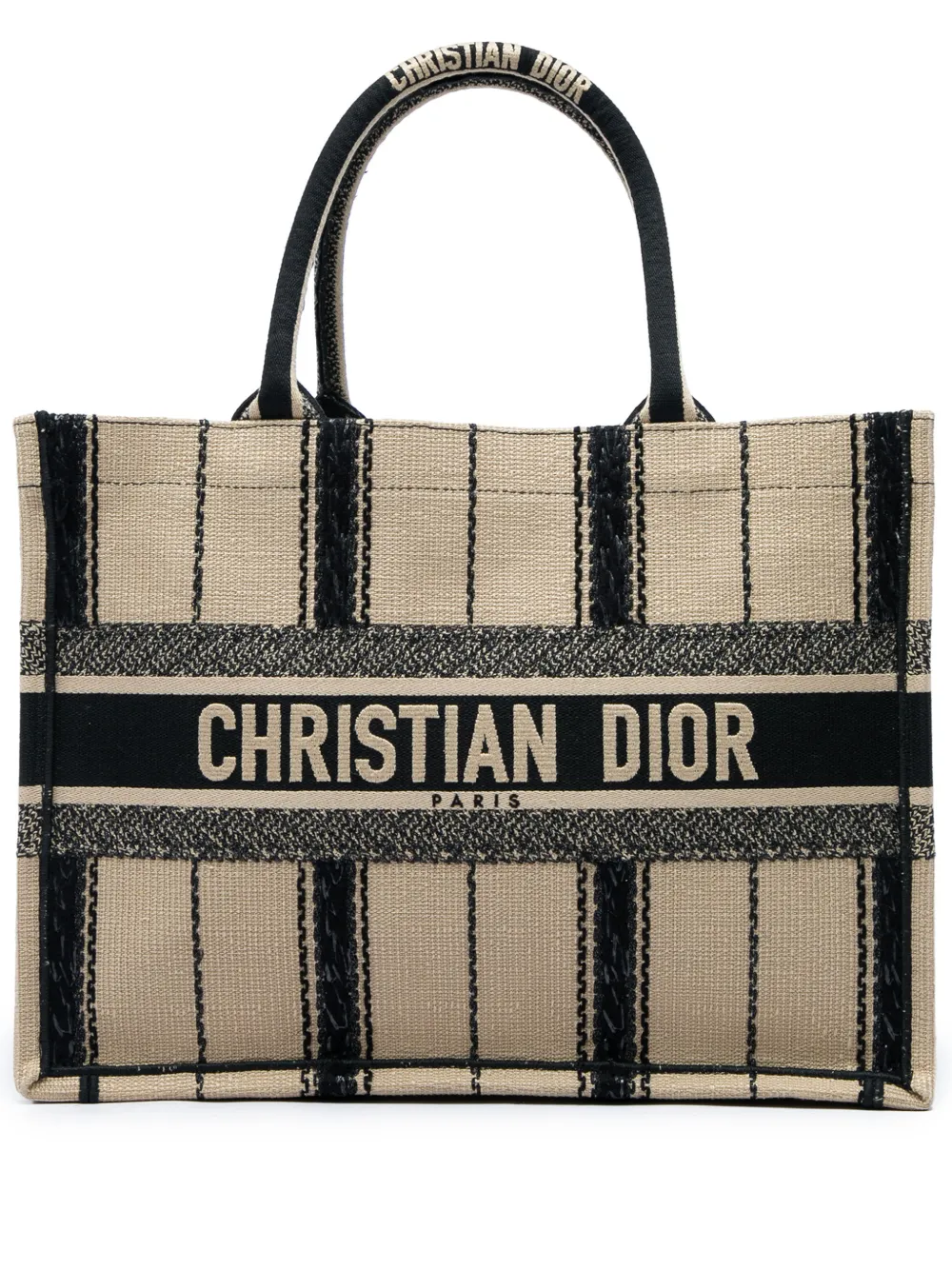 Christian Dior Pre-Owned 2020 mittelgroße Bayadere Book Tote Bag aus Canvas mit Stickerei - Nude