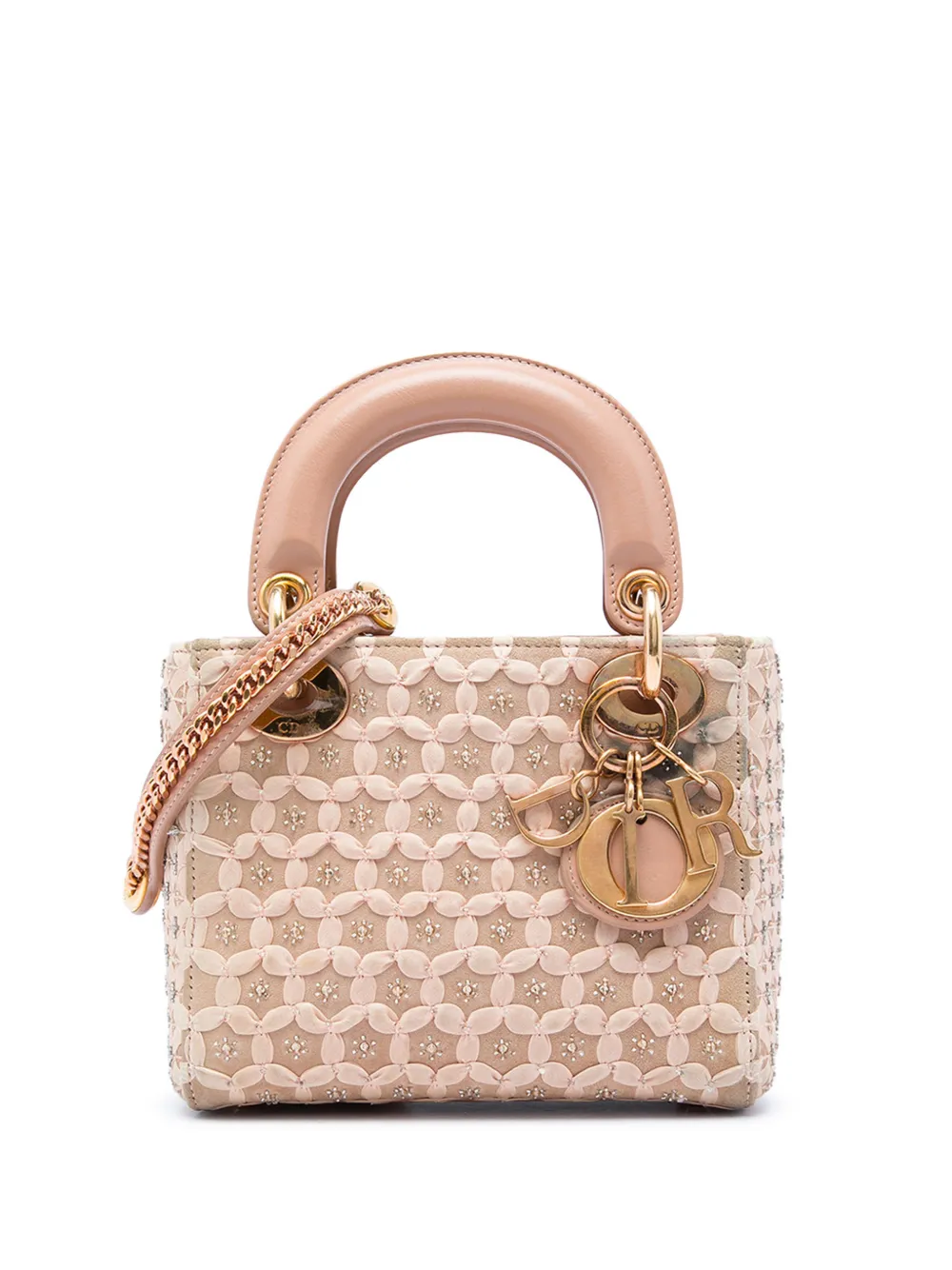 Christian Dior Pre-Owned 2020 Mini Suede Beaded Ribbon Lady Dior satchel - Toni neutri