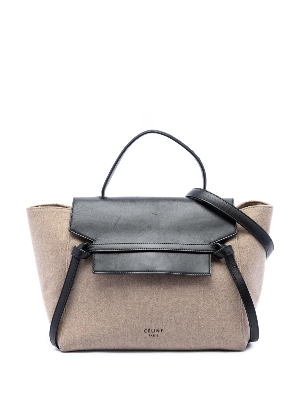 Celine Pre-Owned 2015 Mini Felt and Calfskin Belt satchel - Nero