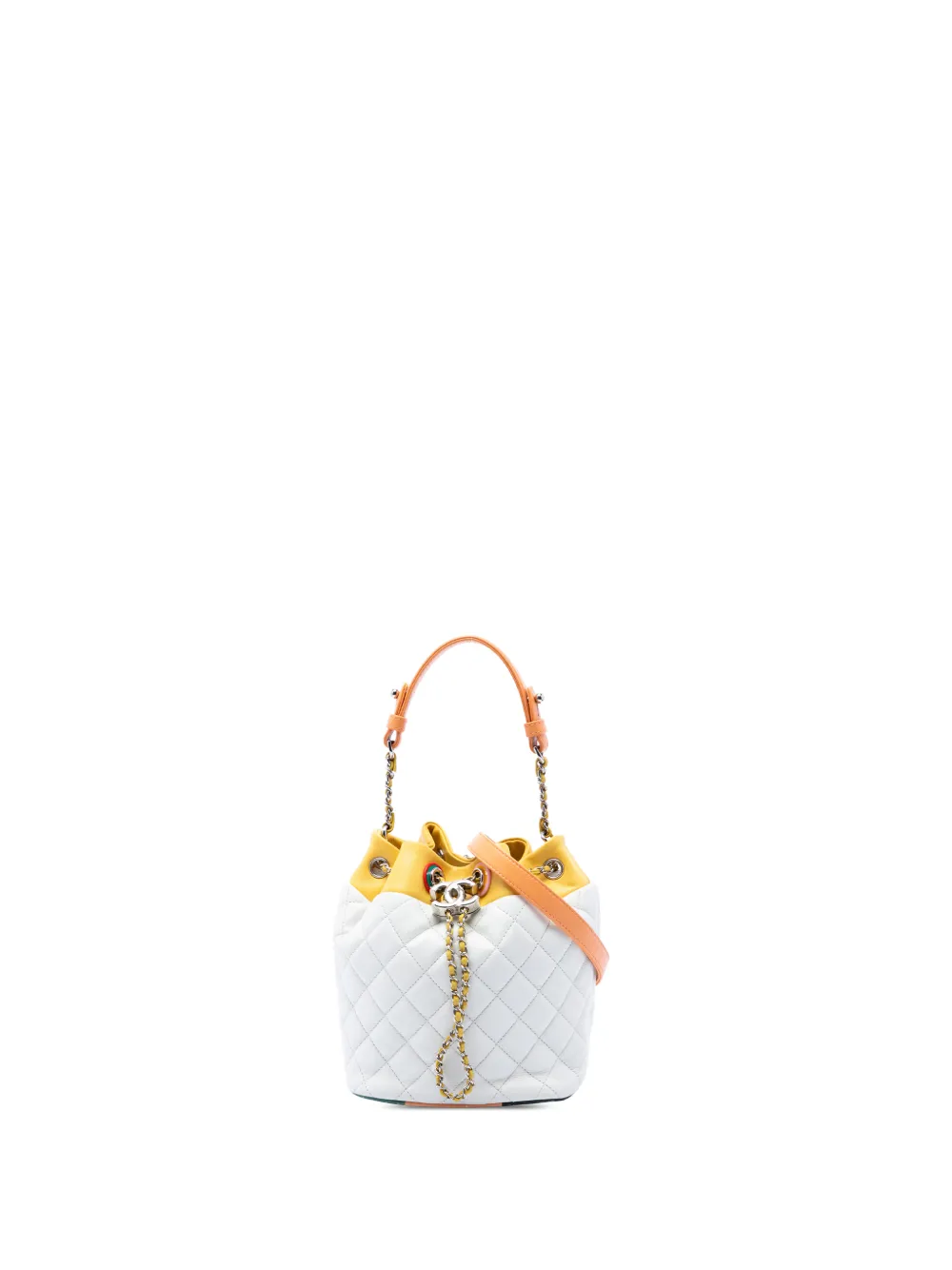 CHANEL Pre-Owned sac seau Paris Cuba matelassé en cuir d'agneau à logo CC (2016-2017) - Blanc CHANEL Pre-Owned sac seau Paris Cuba matelassé en cuir d'agneau à logo CC (2016-2017) - Blanc