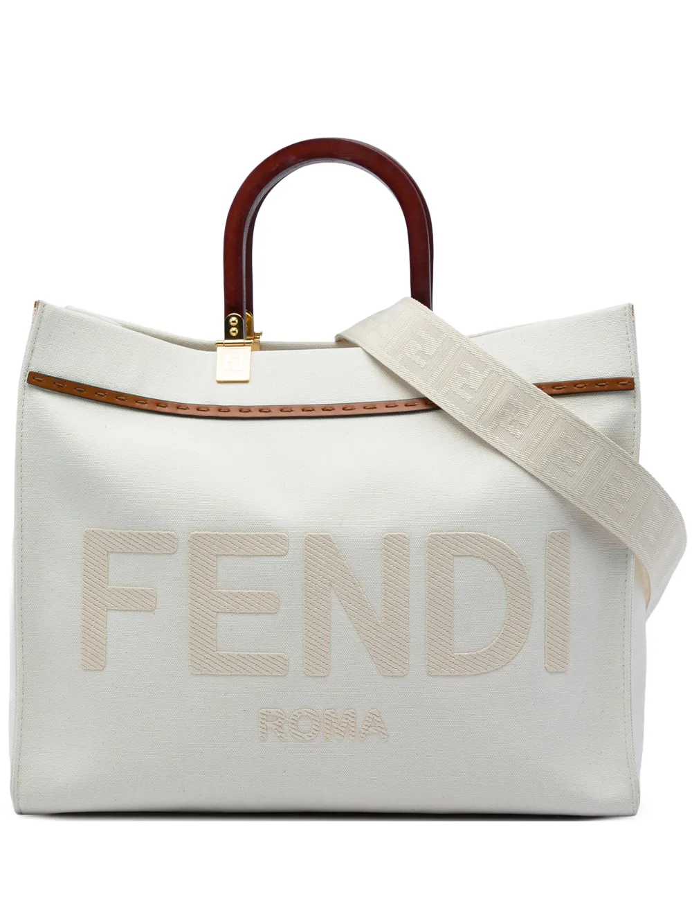 Fendi Pre-Owned 2010-2026 Medium Canvas Sunshine Shopper Tote satchel - Marrone