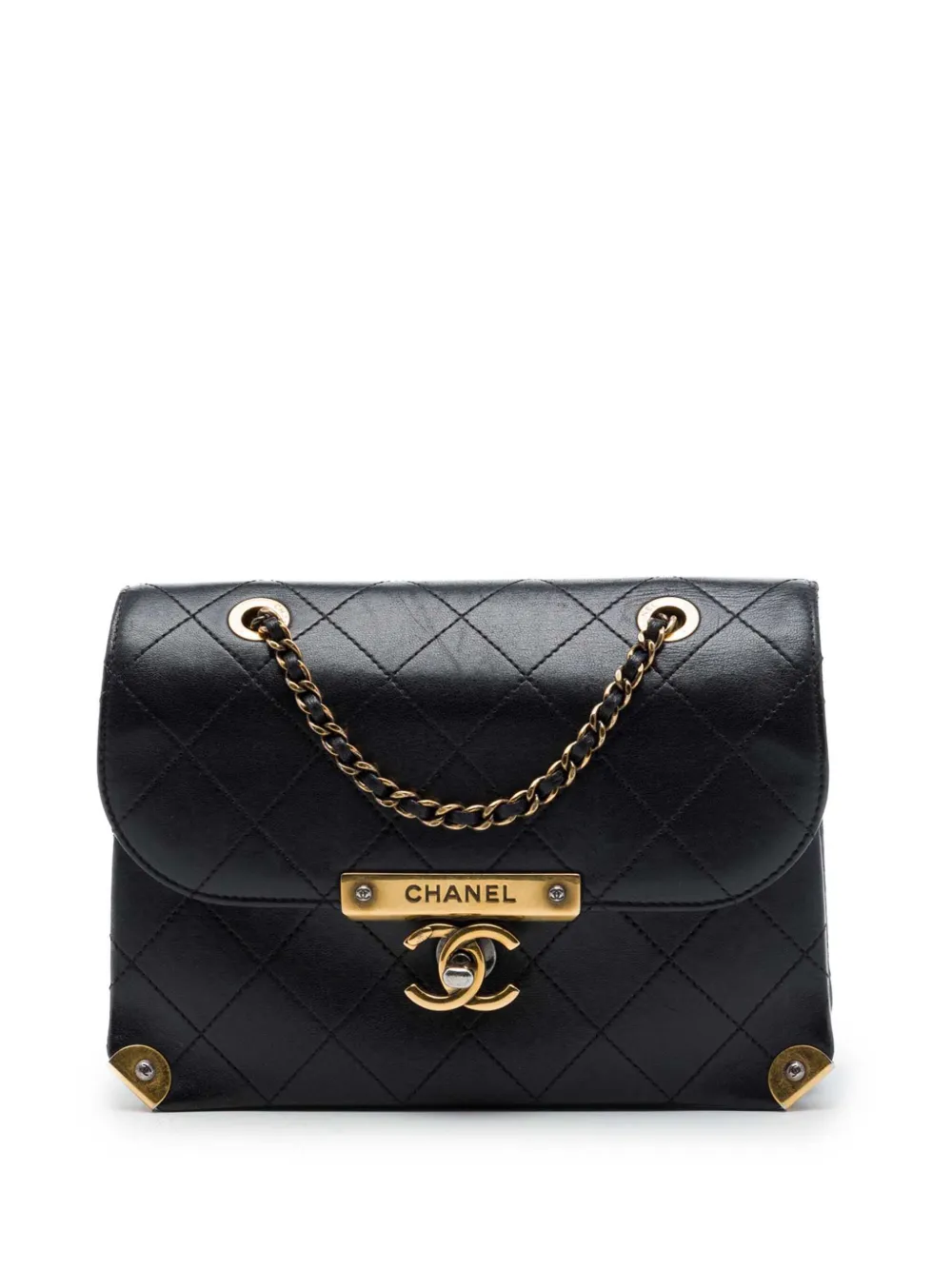 CHANEL Pre-Owned 2016-2017 Quilted Lambskin Around The Corner Flap crossbody bag - Nero