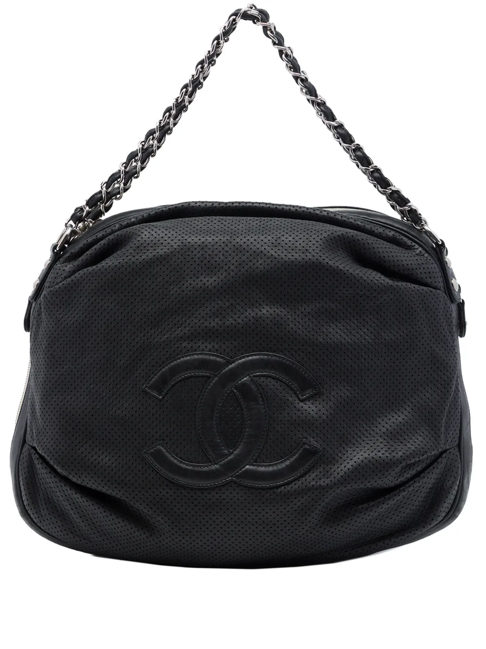 CHANEL Pre-Owned 2008-2009 Perforated Lambskin Baseball Spirit Ligne hobo bag - Nero