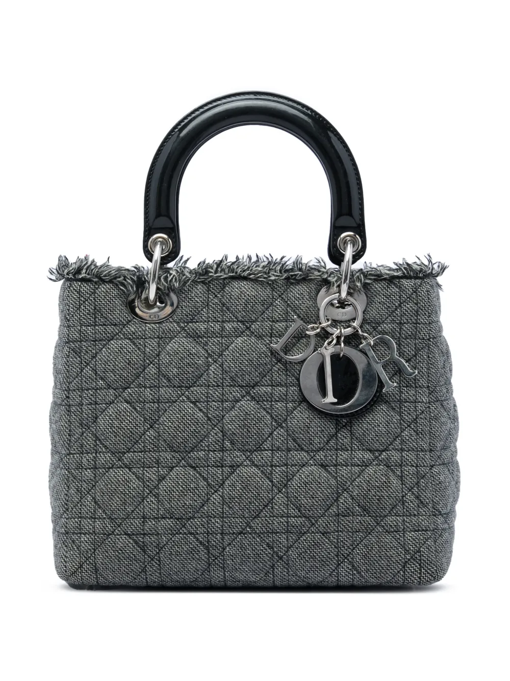 Christian Dior Pre-Owned 2011 mittelgroße Tweed Cannage Lady Dior Satchel-Tasche - Grau