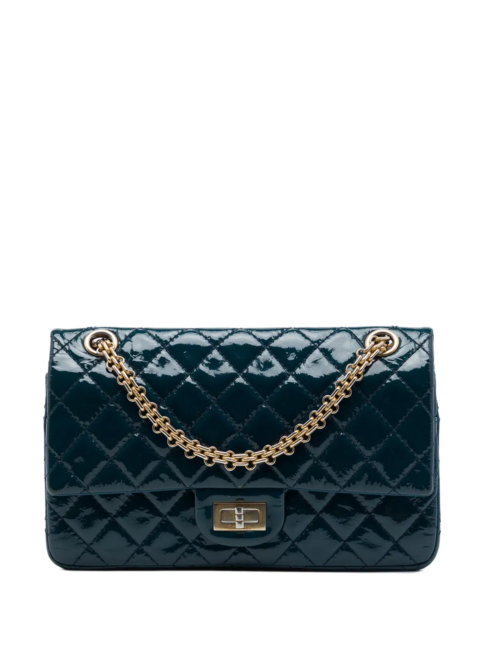 CHANEL Pre-Owned 2013-2014 Quilted Patent Reissue 2.55 Double Flap 225 shoulder bag - Blu