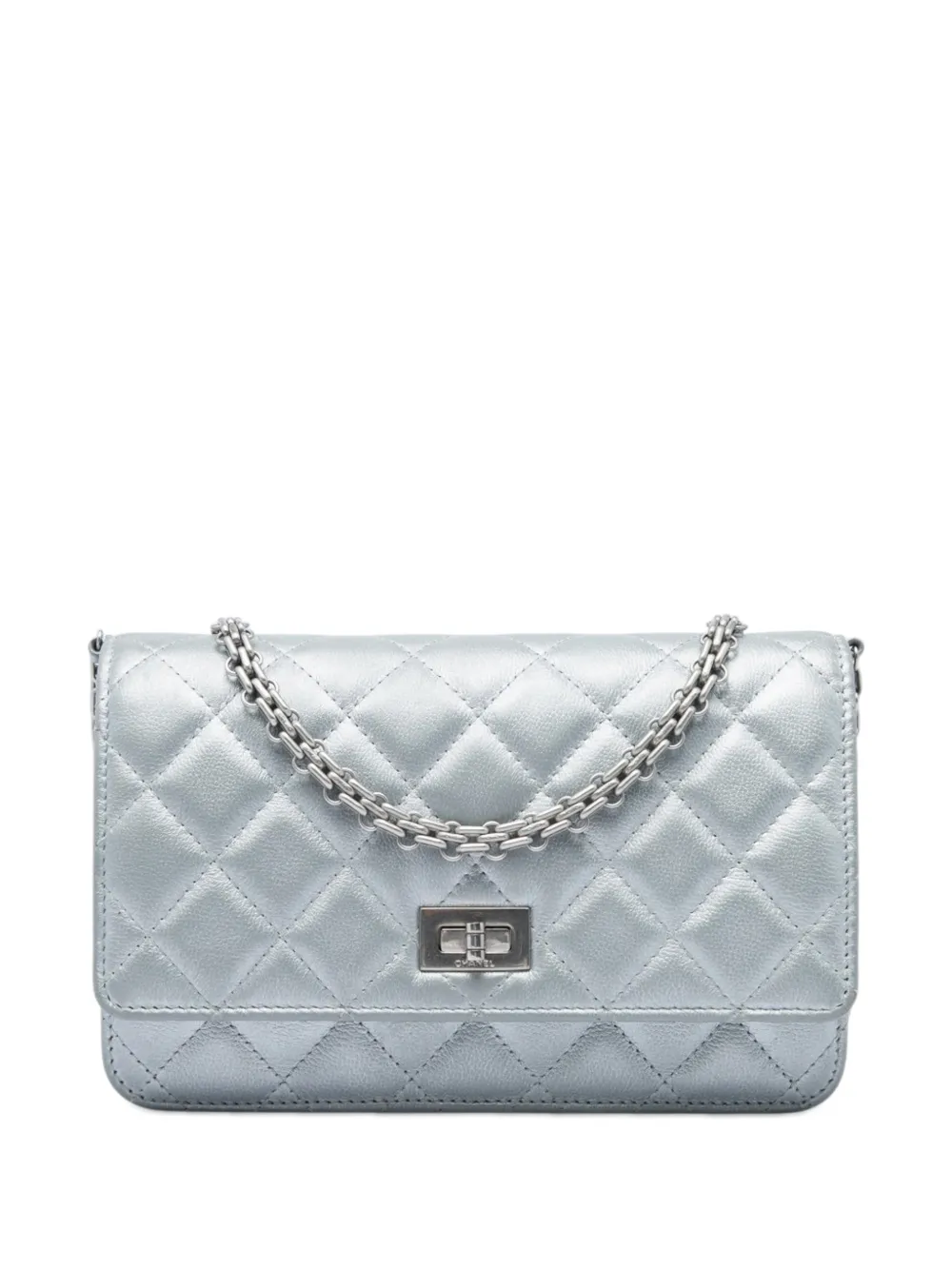 CHANEL Pre-Owned 2021-2026 Reissue 2.55 Quilted Metallic Aged Calfskin Wallet on Chain handbag - Argento