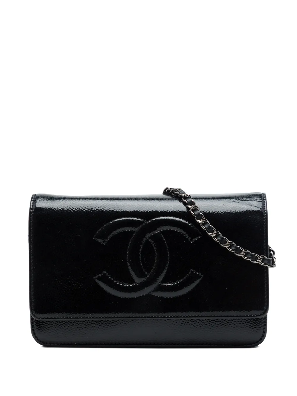 CHANEL Pre-Owned 2014-2015 CC Patent Caviar Wallet On Chain crossbody bag - Nero
