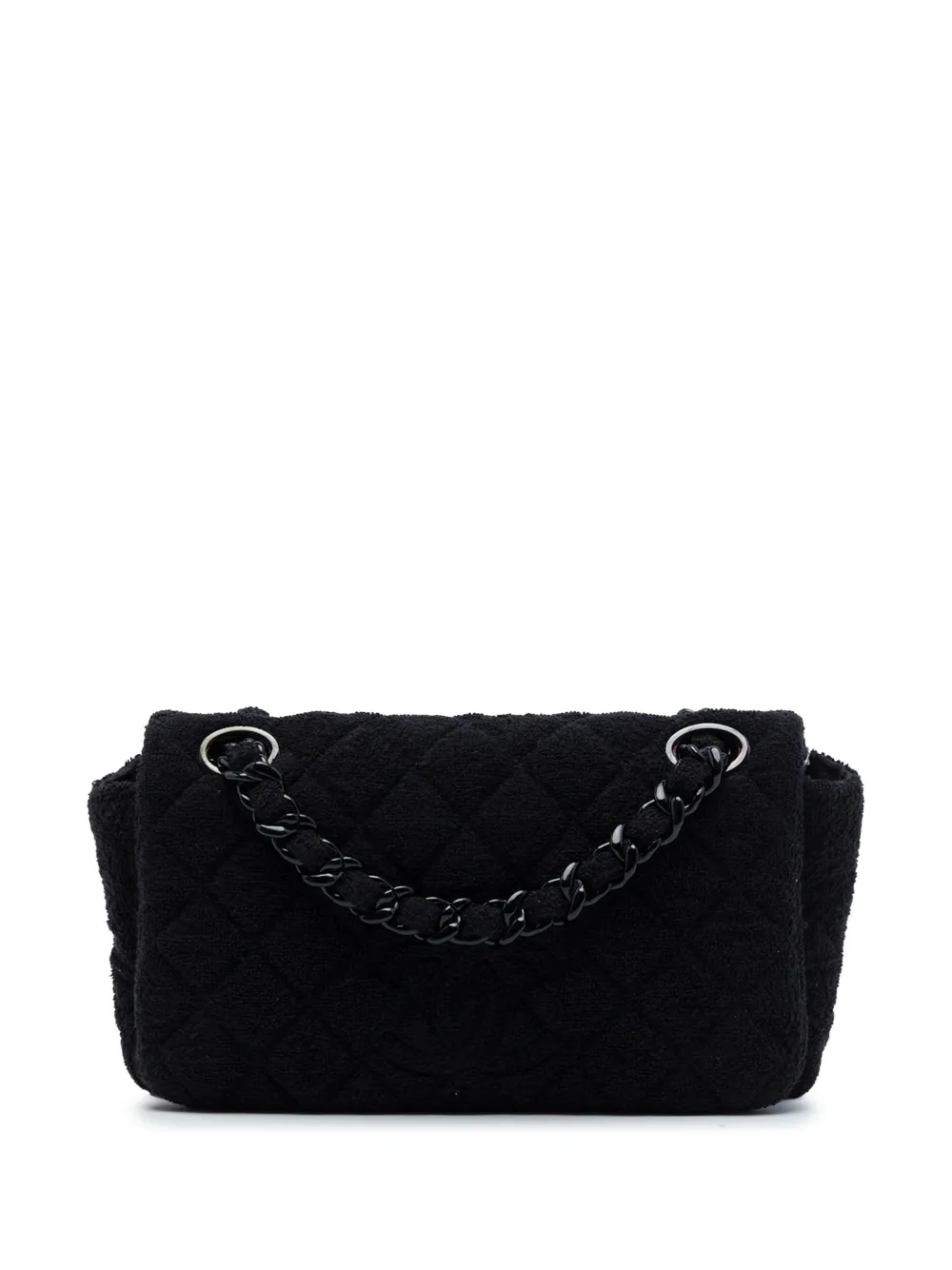 CHANEL Pre-Owned 2014-2015 CC Quilted Terry Cloth Flap shoulder bag - Nero