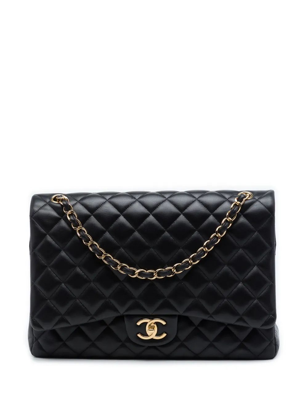 CHANEL Pre-Owned 2013-2014 Maxi Classic Lambskin Double Flap shoulder bag - Black