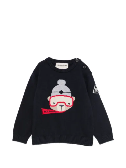 Roy Rogers Kids bear-intarsia shoulder-button sweater