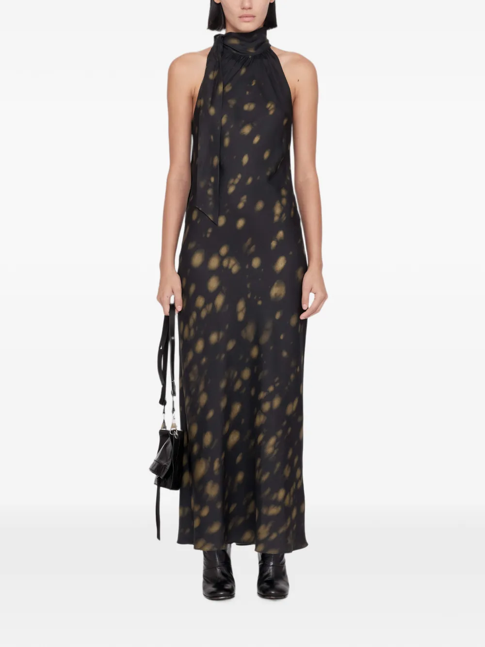AllSaints Beril maxi-jurk met dierenprint Zwart