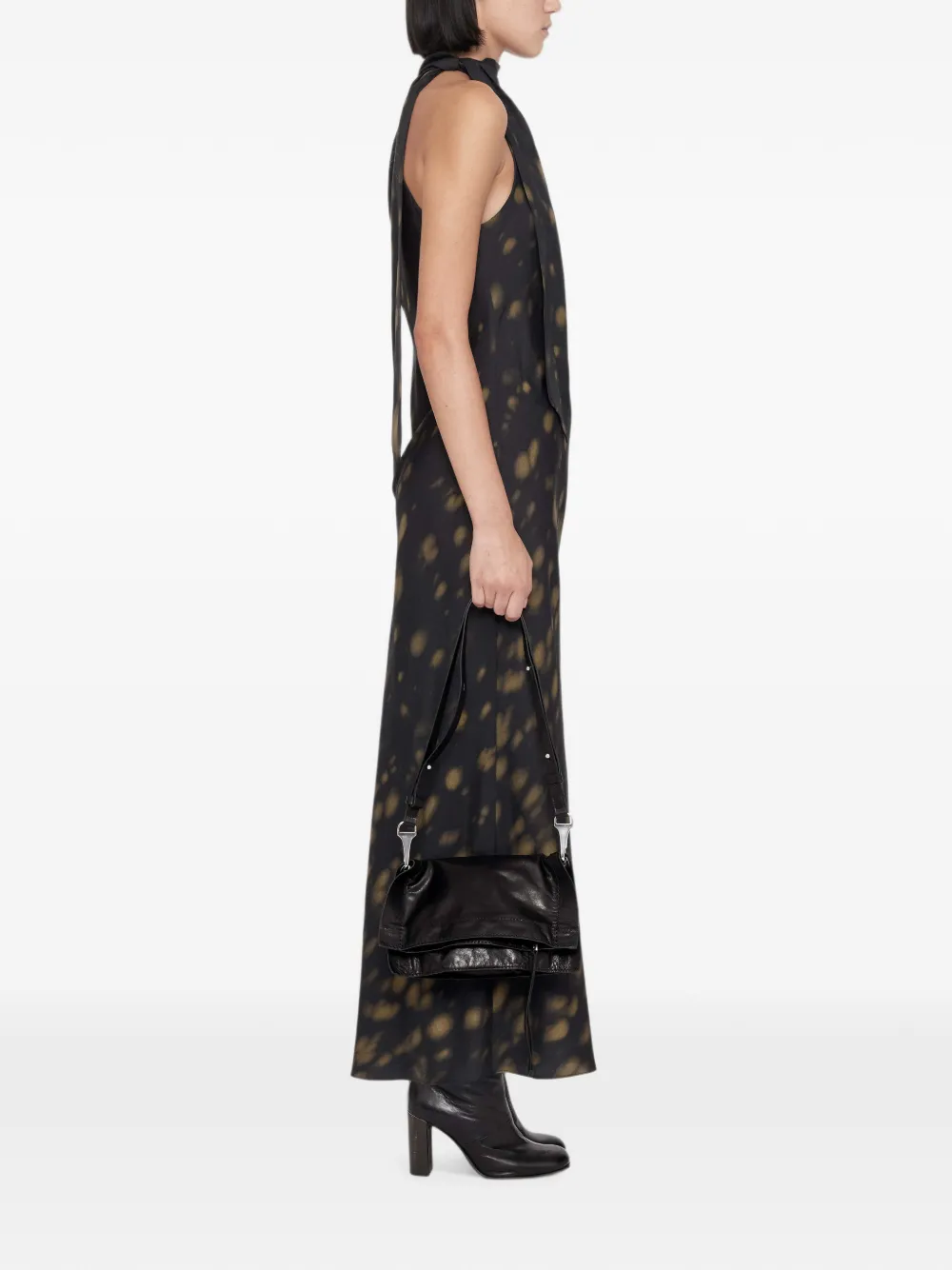 AllSaints Beril maxi-jurk met dierenprint Zwart