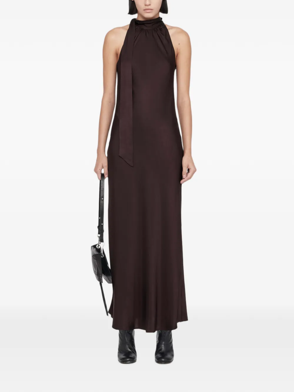 AllSaints Beril maxi-jurk met gestrikte hals Rood