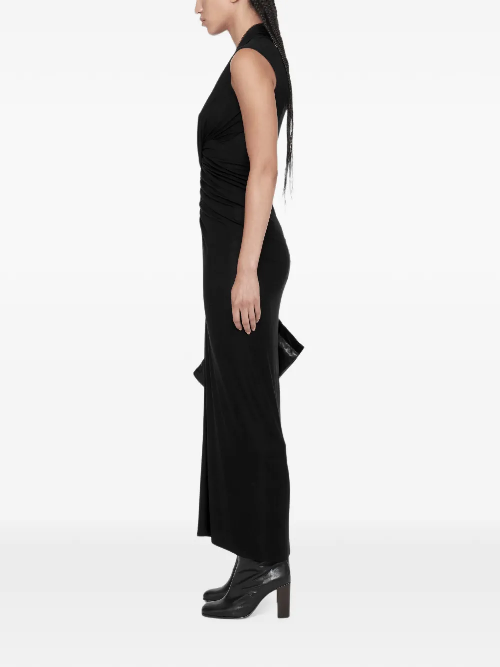 AllSaints Dariya gedrapeerde jersey maxi-jurk Zwart