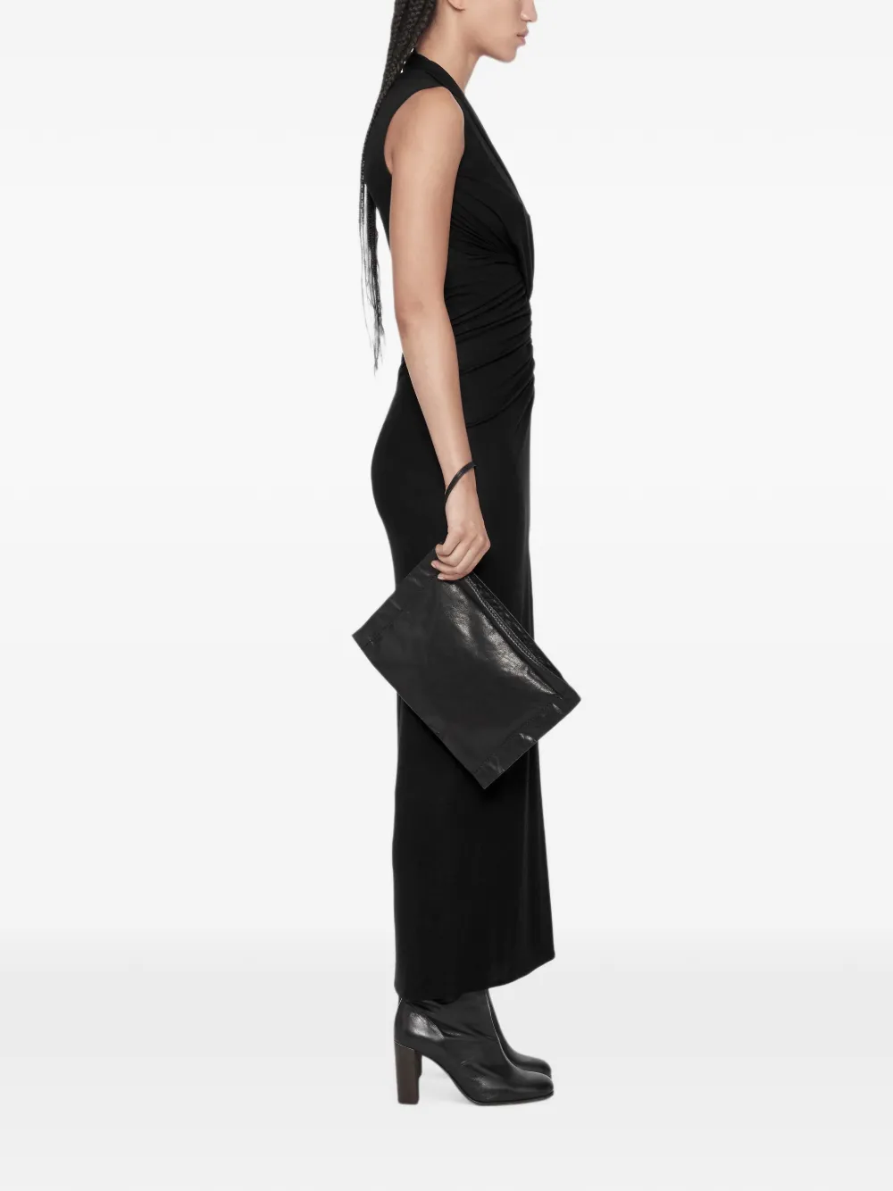 AllSaints Dariya gedrapeerde jersey maxi-jurk Zwart