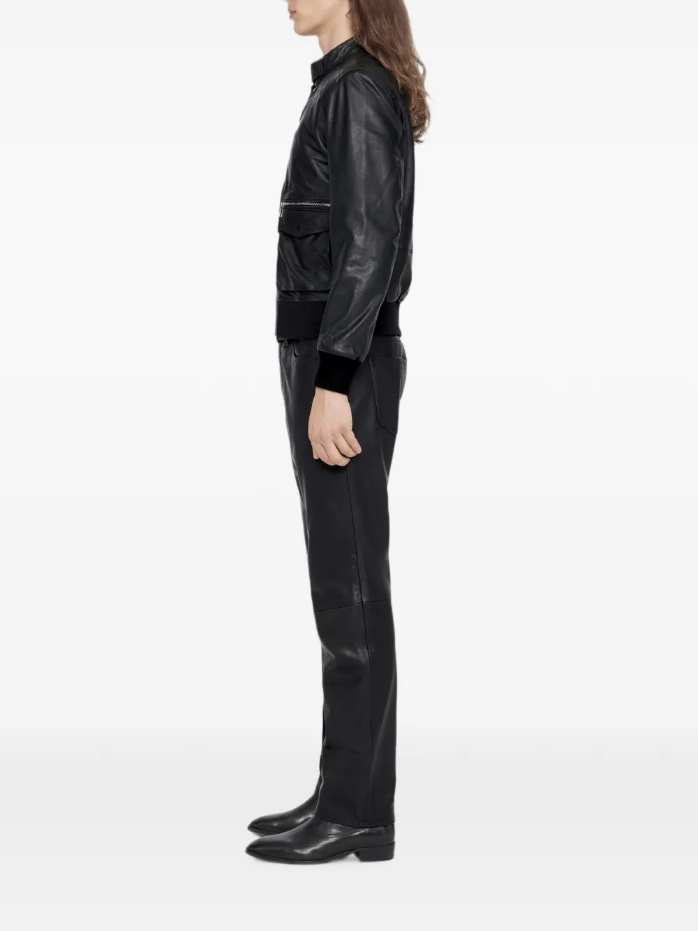 AllSaints Hiro leren bomberjack Zwart