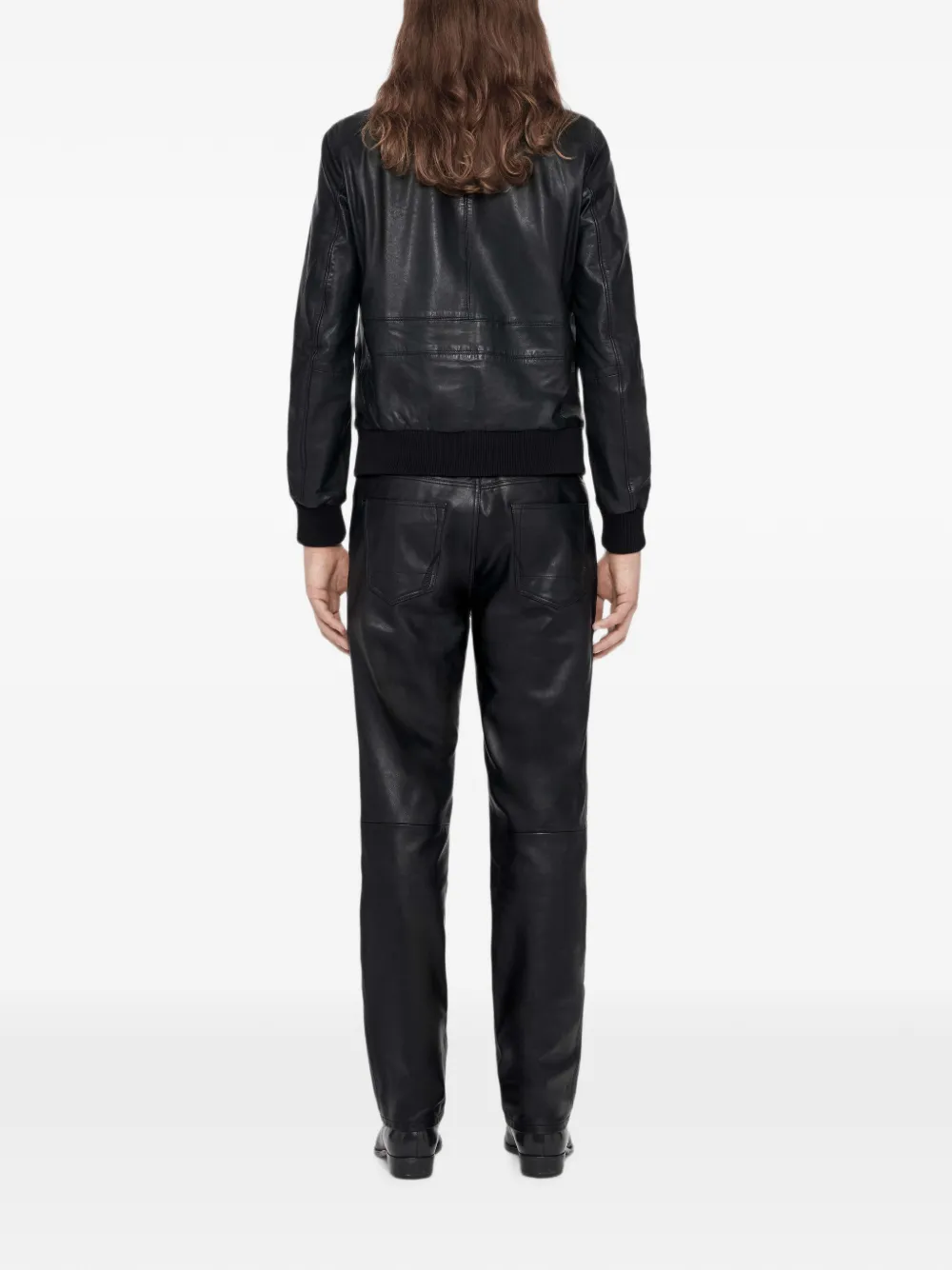 AllSaints Hiro leren bomberjack Zwart