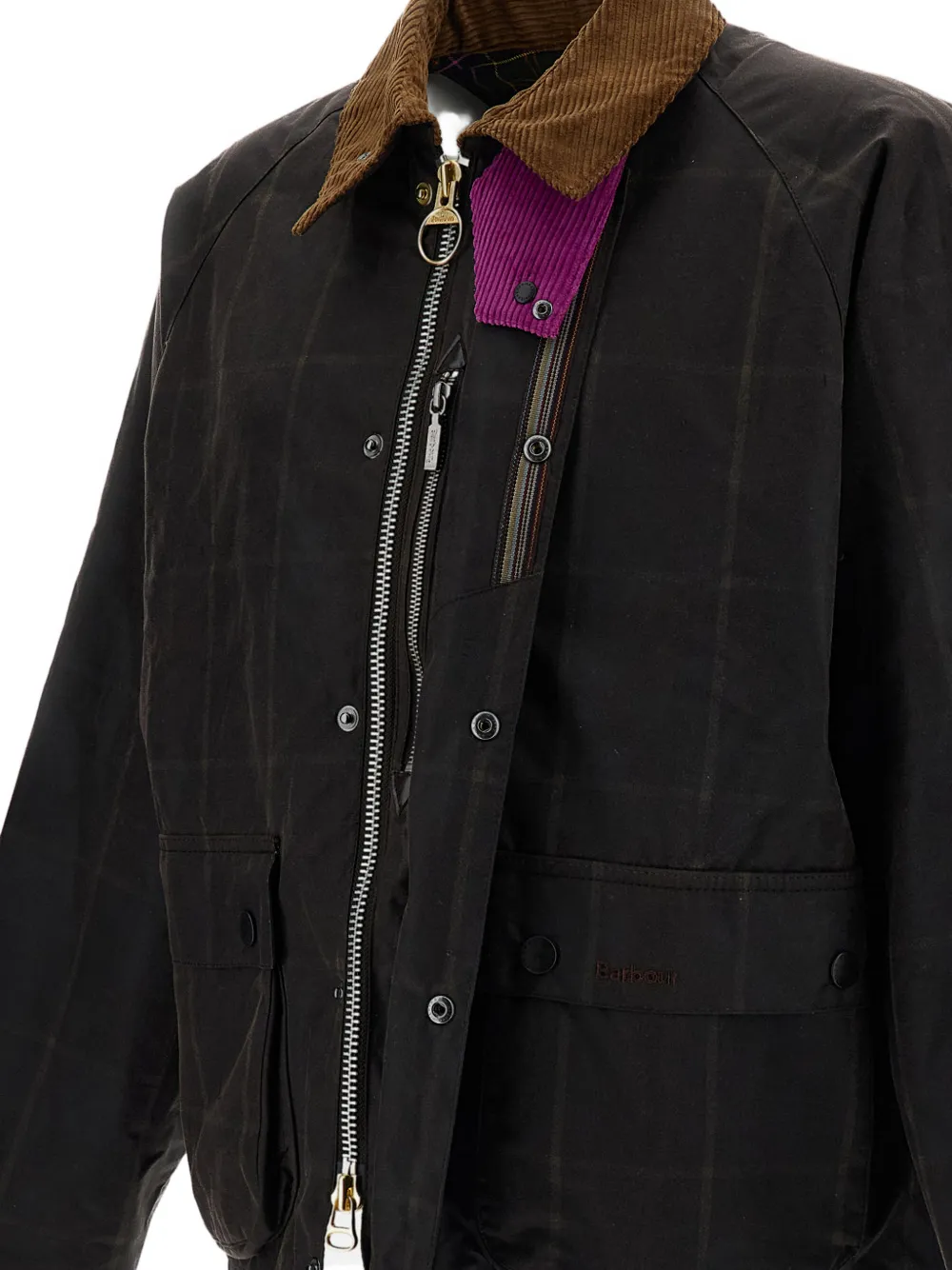 Barbour Paul Smith Loves geruit jack van gewaxt katoen Zwart