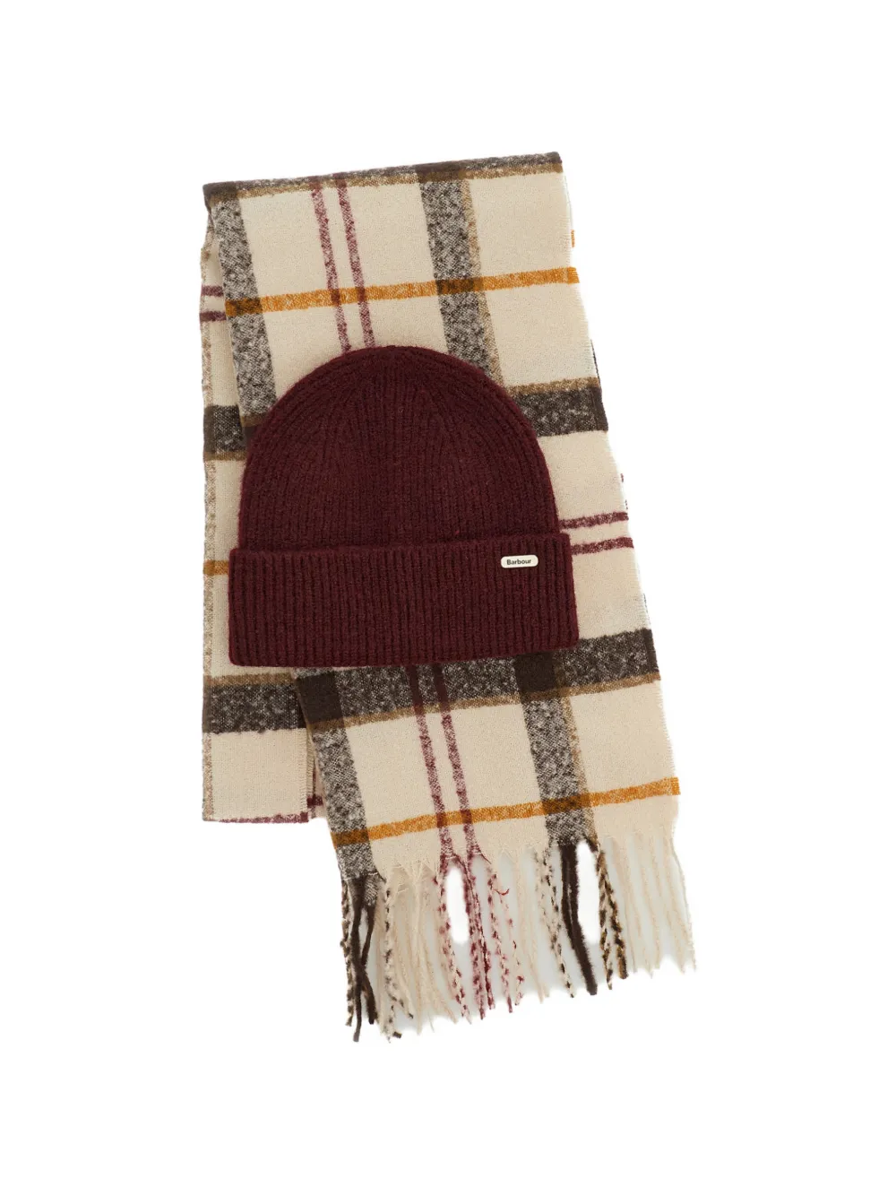 Barbour Olivia checked scarf and beanie hat set