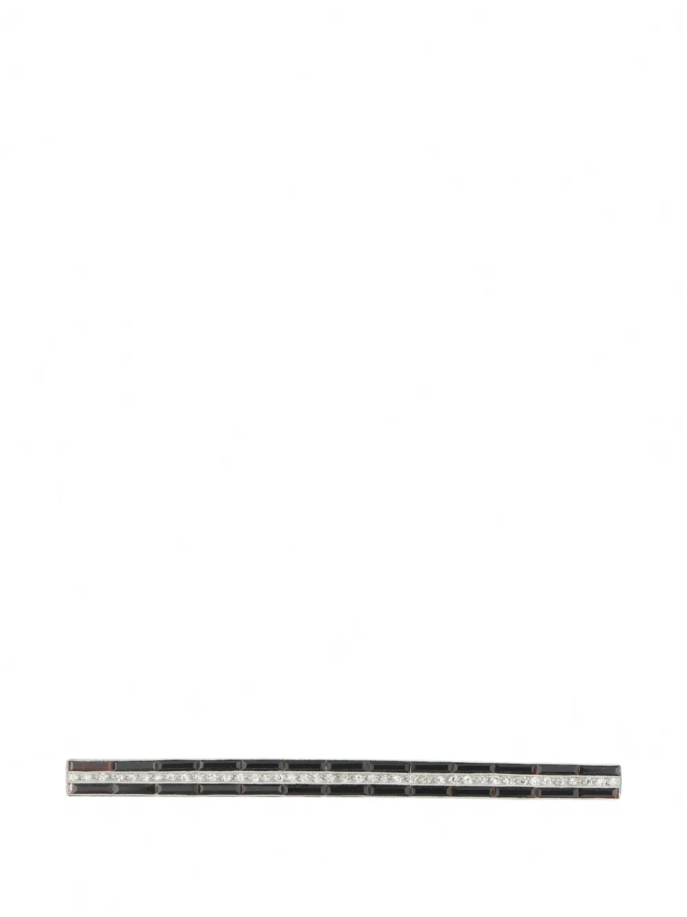 LB Exclusive diamond and onyx bar brooch – Silver