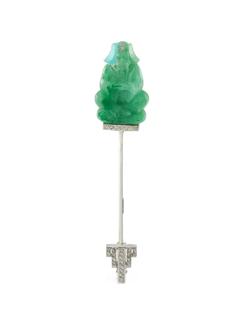 LB Exclusive jade and diamond jabot pin