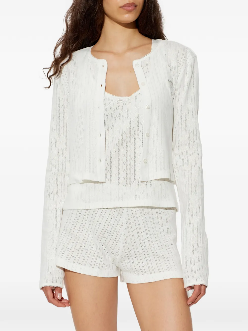 MUNTHE Noelia pointelle-gebreid vest Wit