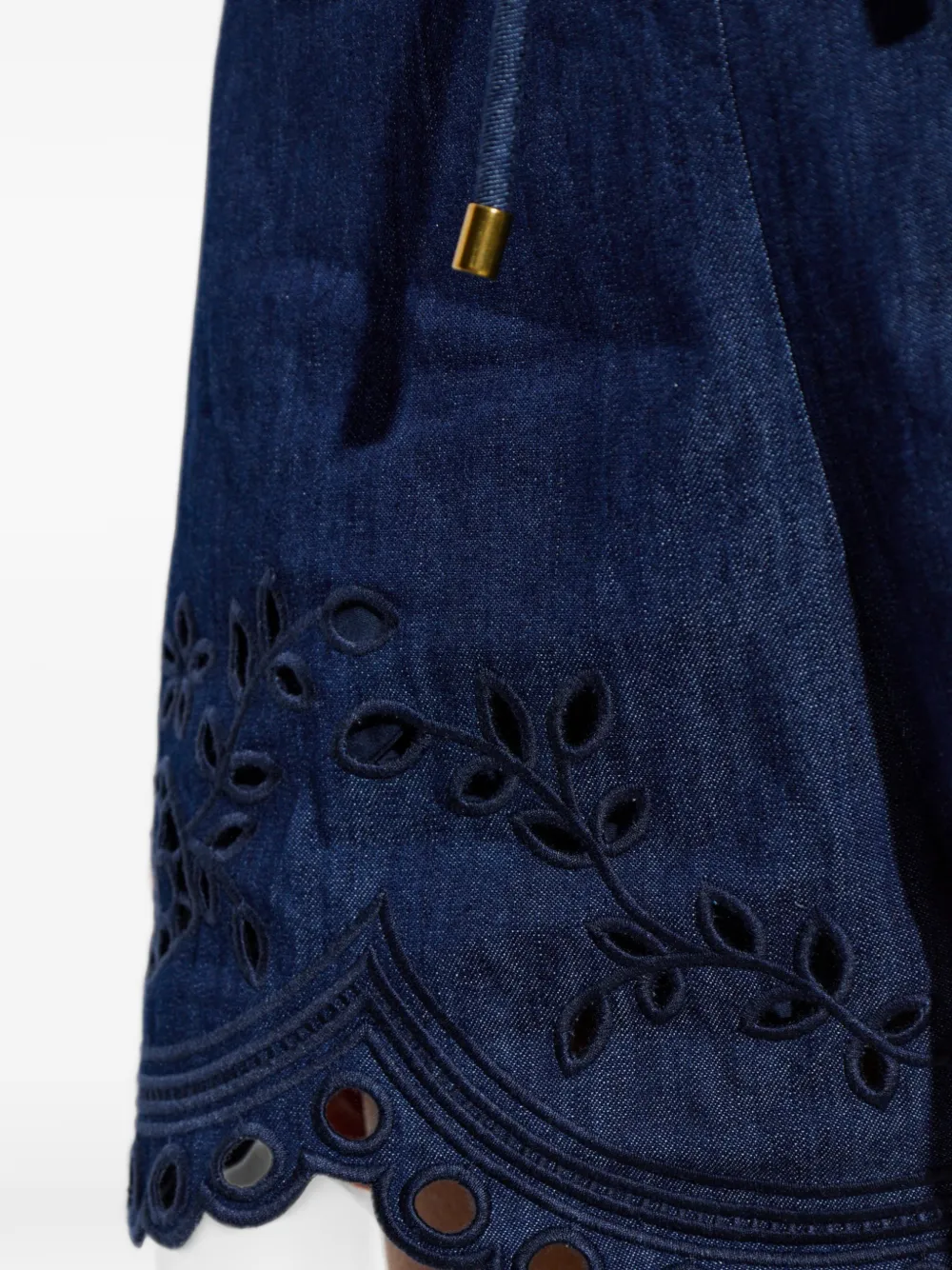 ZIMMERMANN Broderie anglaise shorts met gewelfde afwerking Blauw