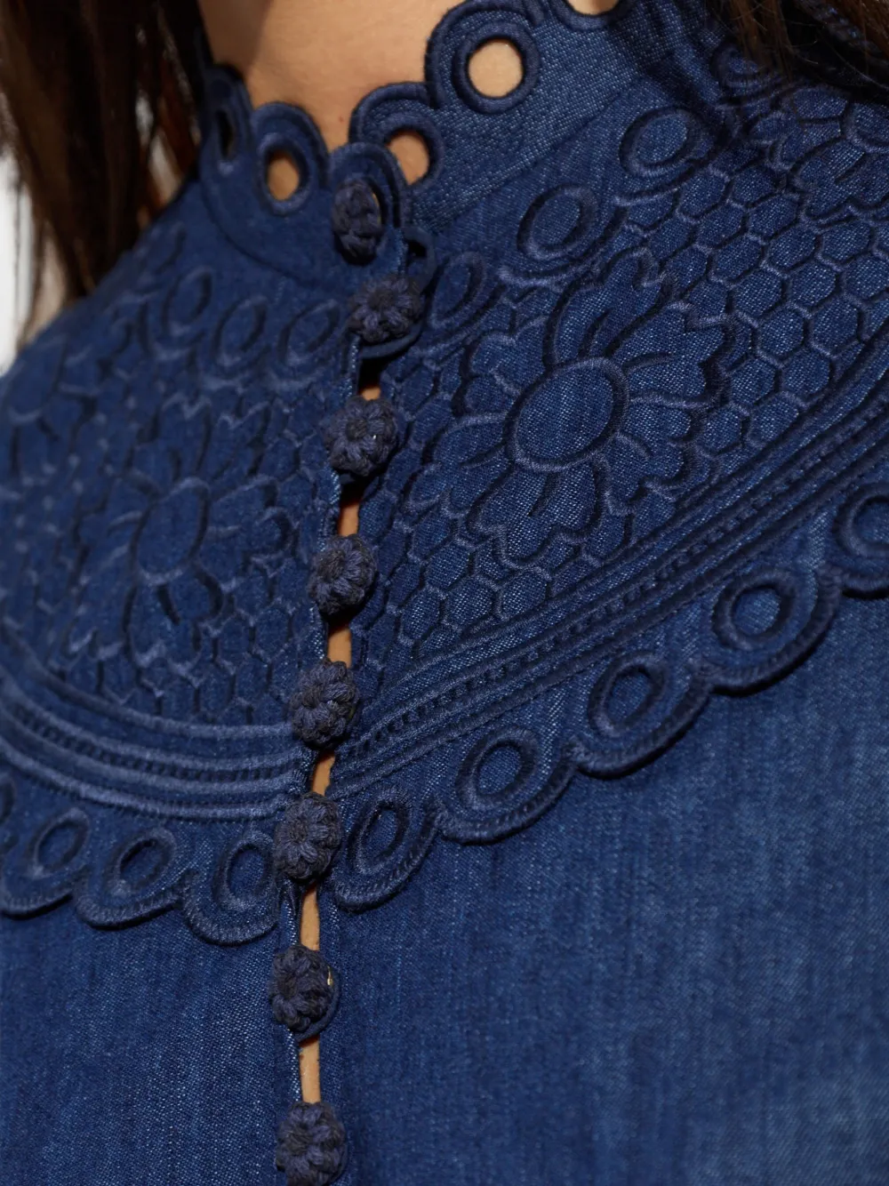 ZIMMERMANN Broderie anglaise top met gewelfde afwerking Blauw
