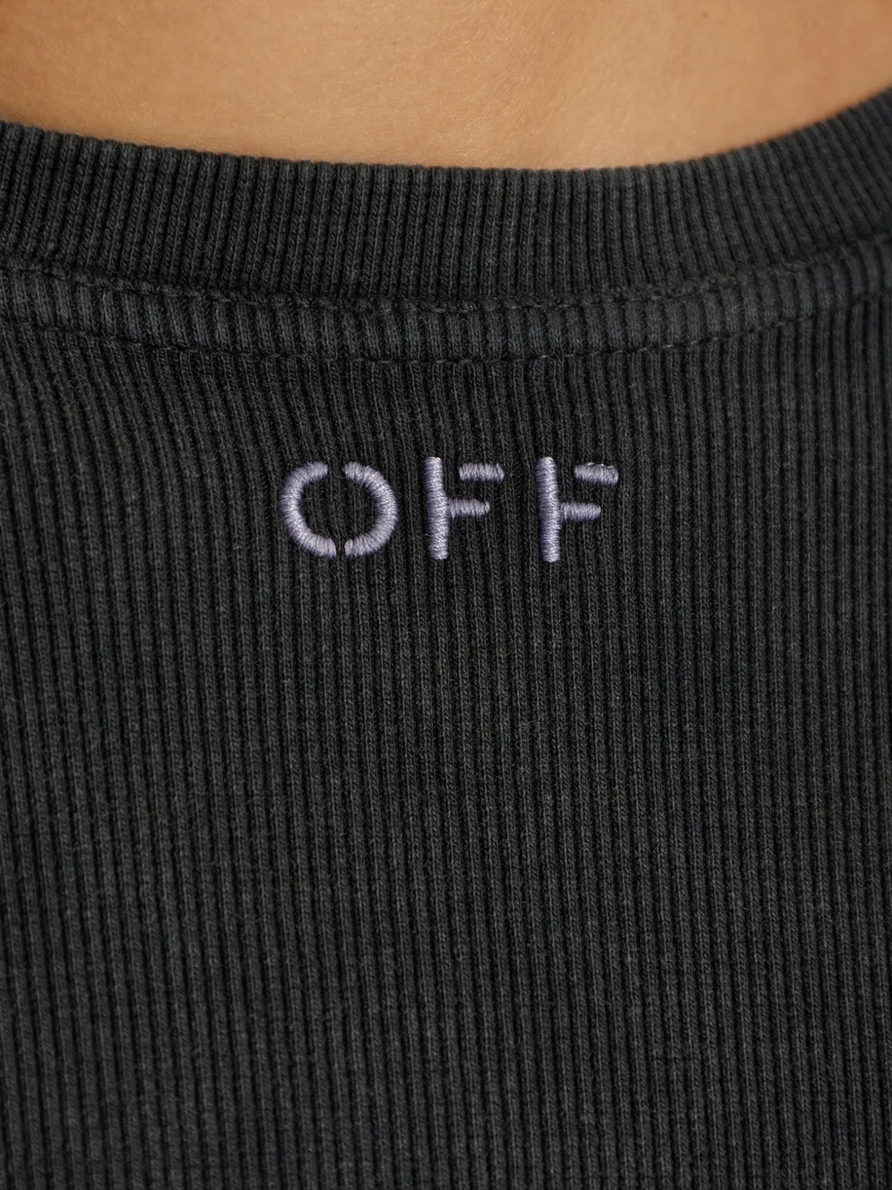 Off-White Ribgebreide top met geborduurd logo Grijs