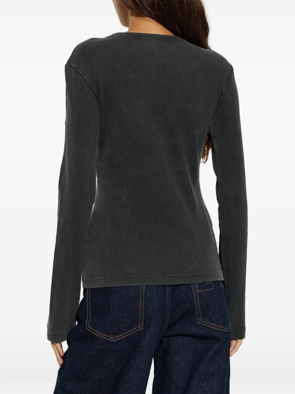 Off-White Ribgebreide top met geborduurd logo Grijs
