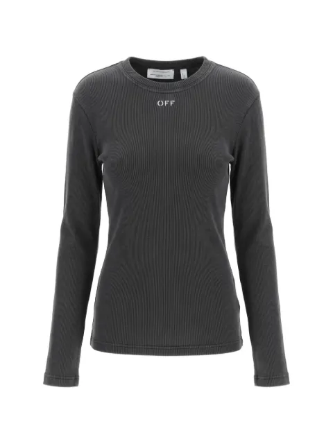 Off-White top tejido de canalé con logo bordado