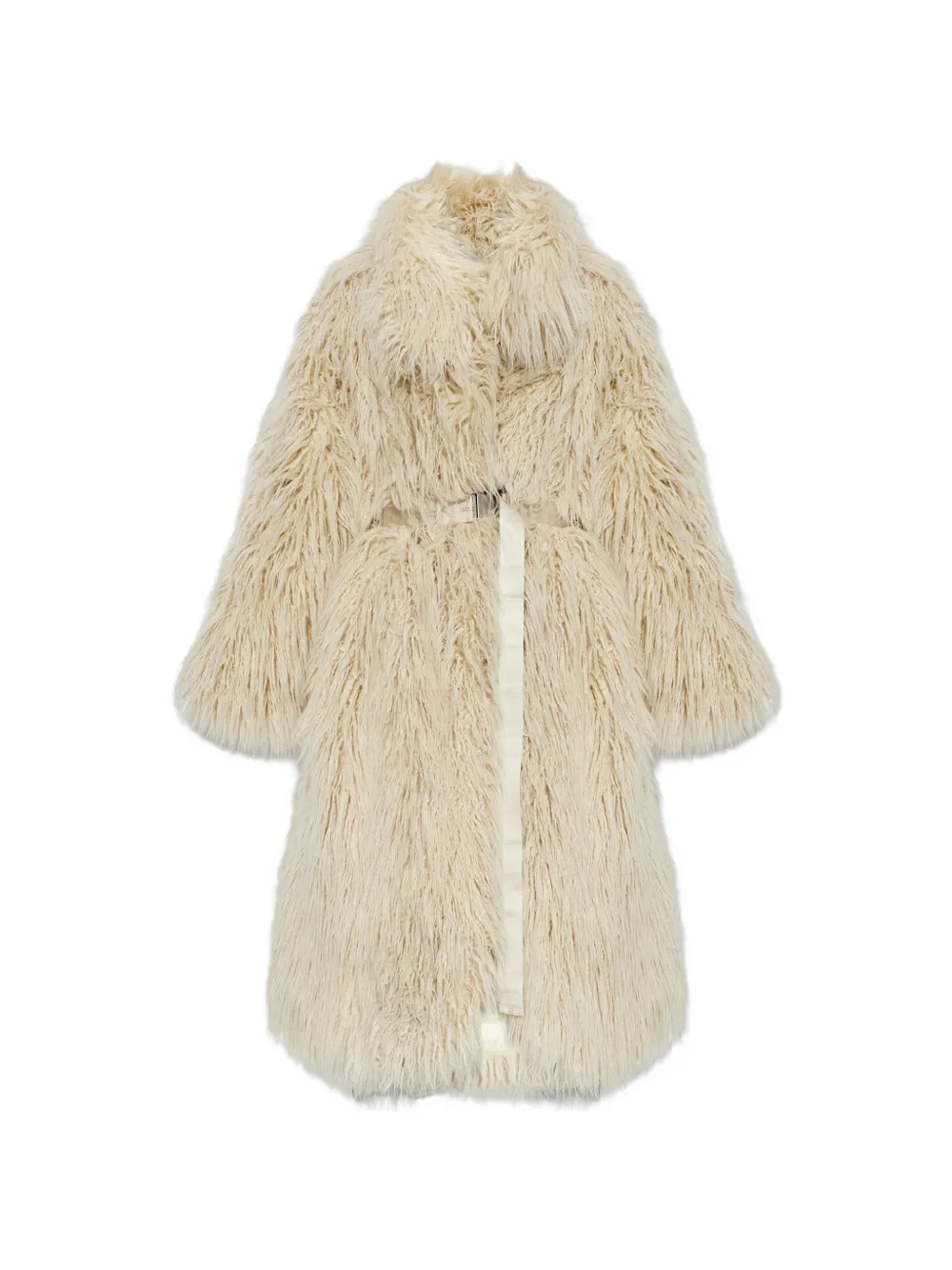 Off-White belted faux-fur coat Beige