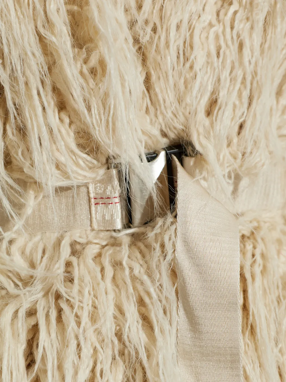 Off-White belted faux-fur coat Beige