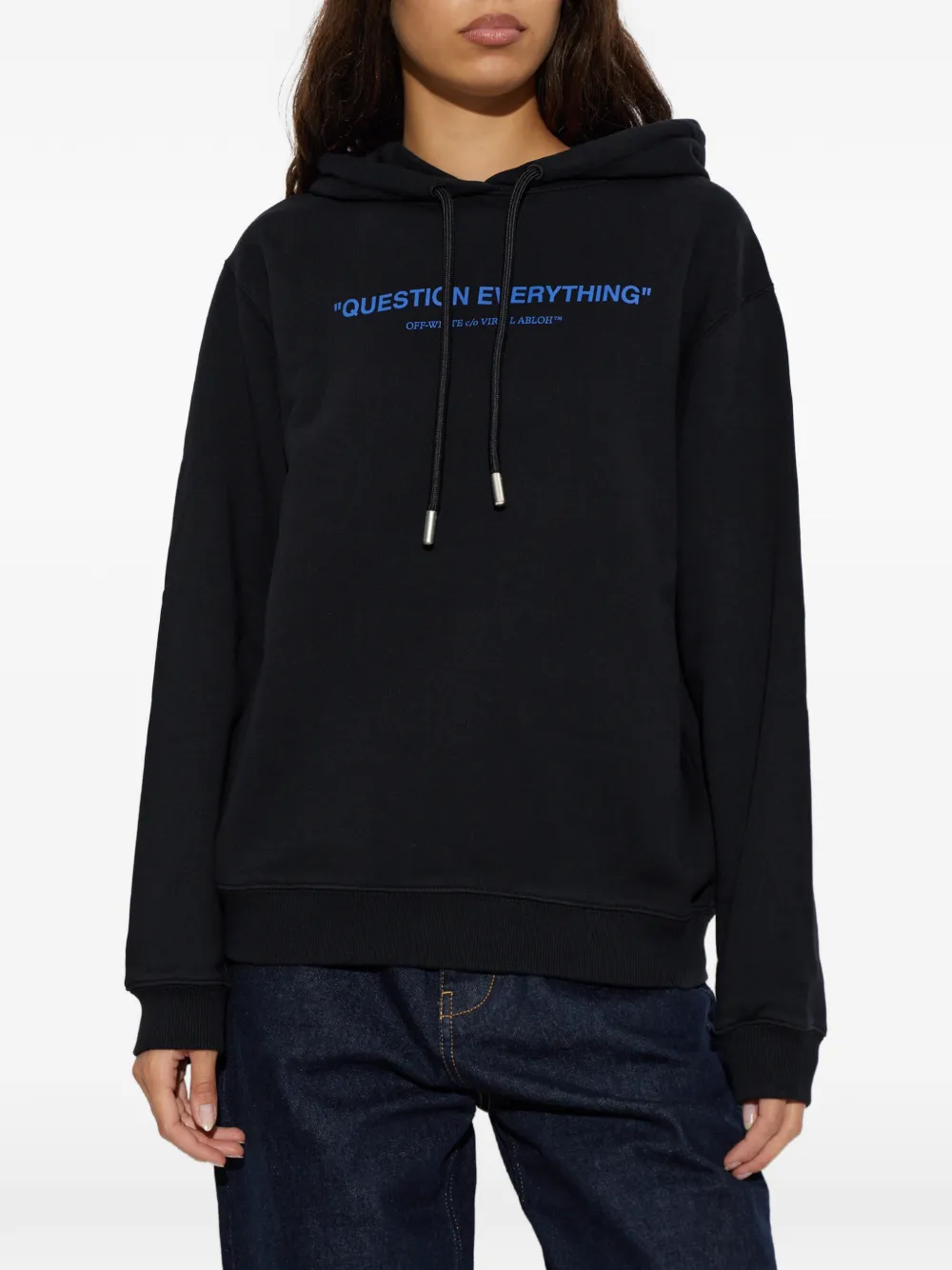 Off-White slogan-print hoodie Zwart