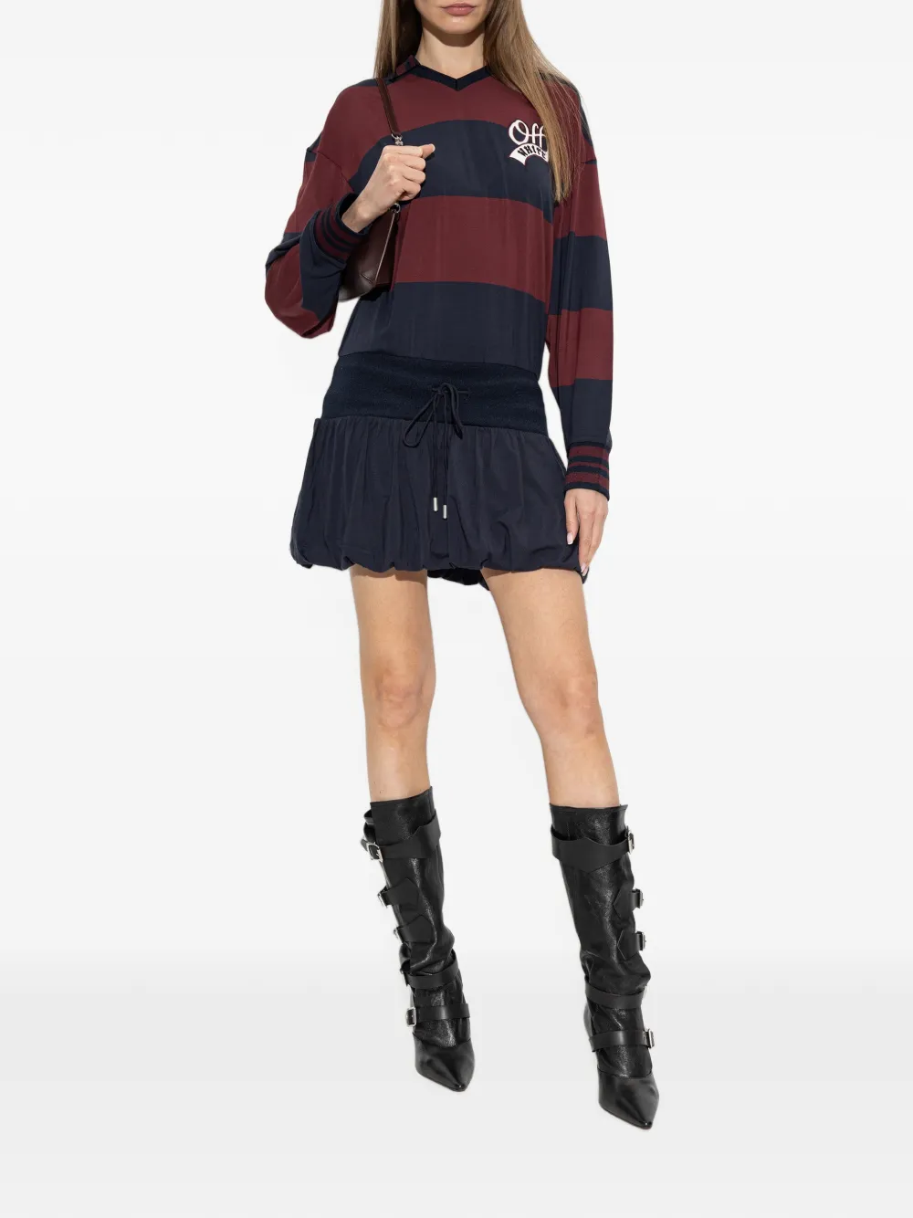 Off-White Gestreepte mini-jurk met logopatch Blauw