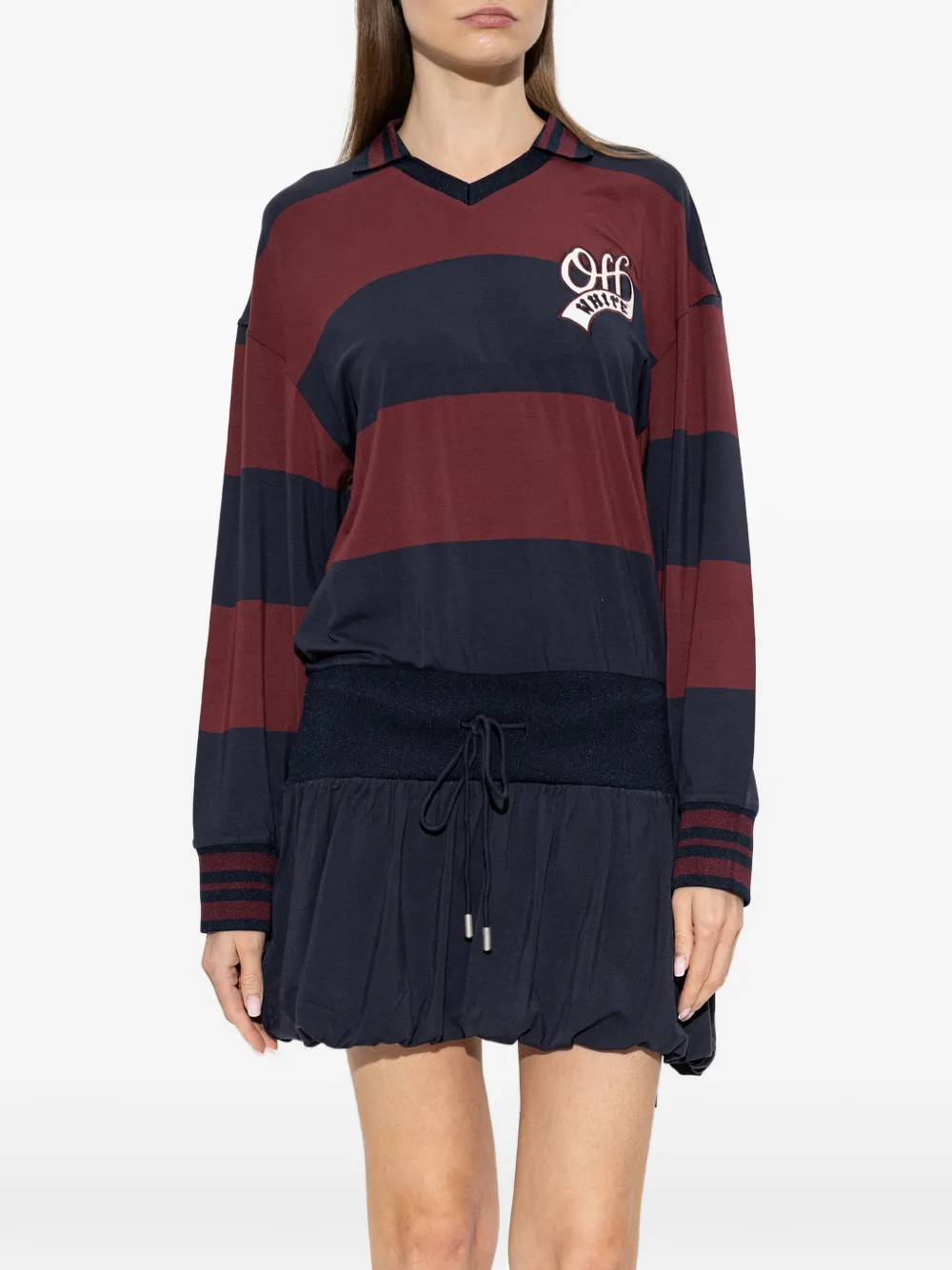 Off-White Gestreepte mini-jurk met logopatch Blauw