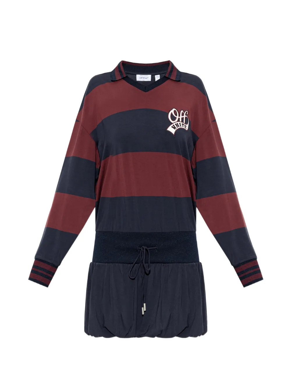 Off-White striped logo-patch mini dress - Blu