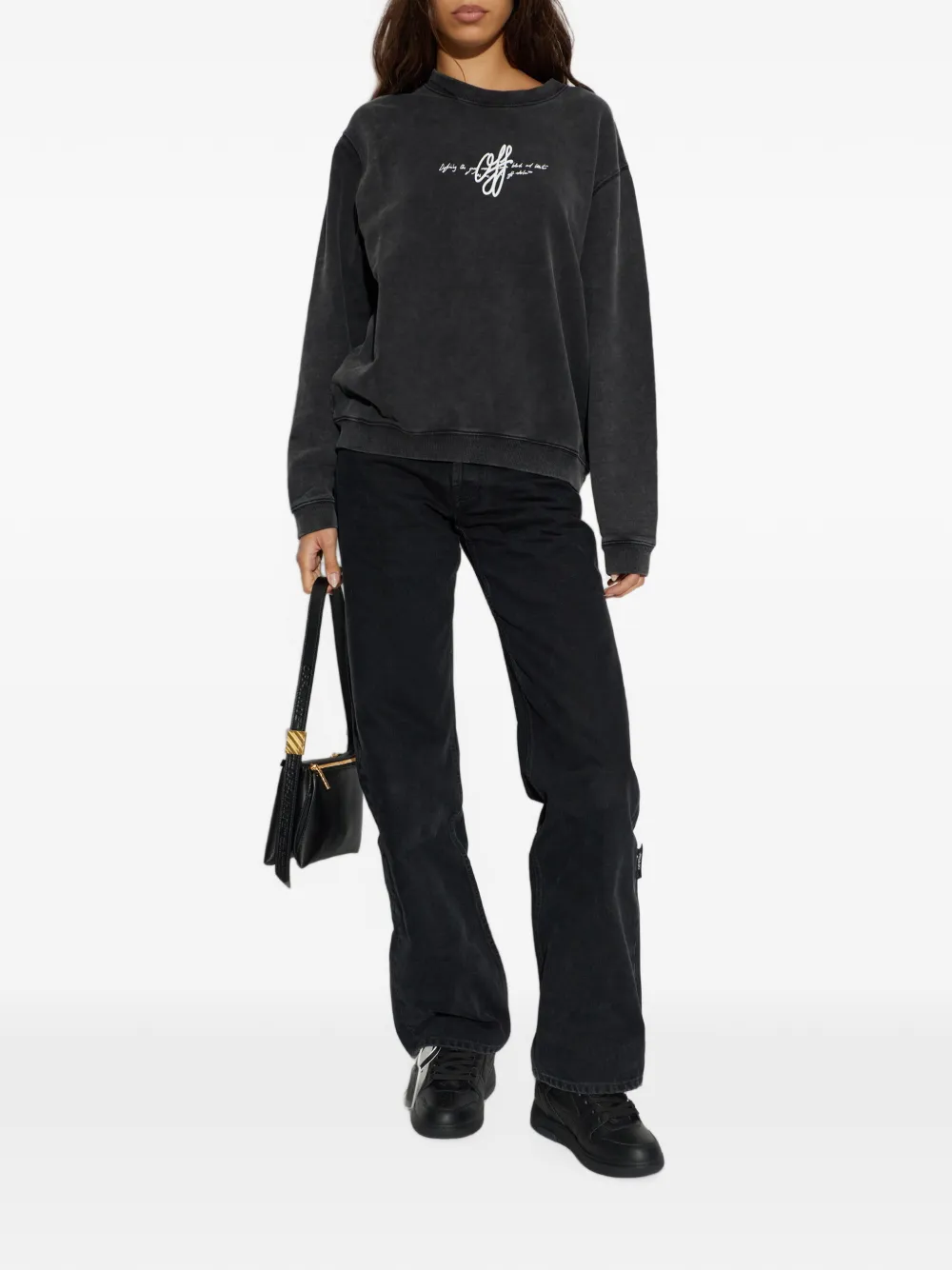 Off-White Sweater met logoprint Zwart